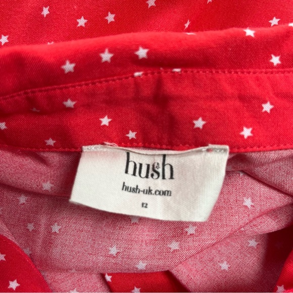 Hush Kaia Dress Size 12 Star Red Pink Drop Waist Relaxed Pockets Long Sleeve - Picture 11 of 11